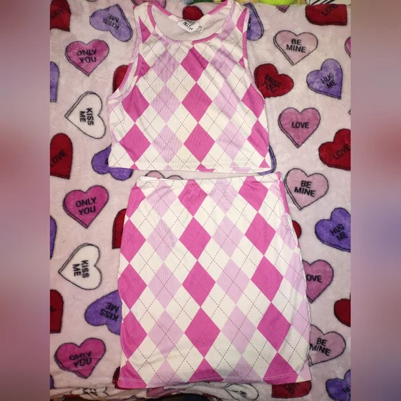 Princess Polly Pink Argyle Skirt Set - Picture 14 of 15